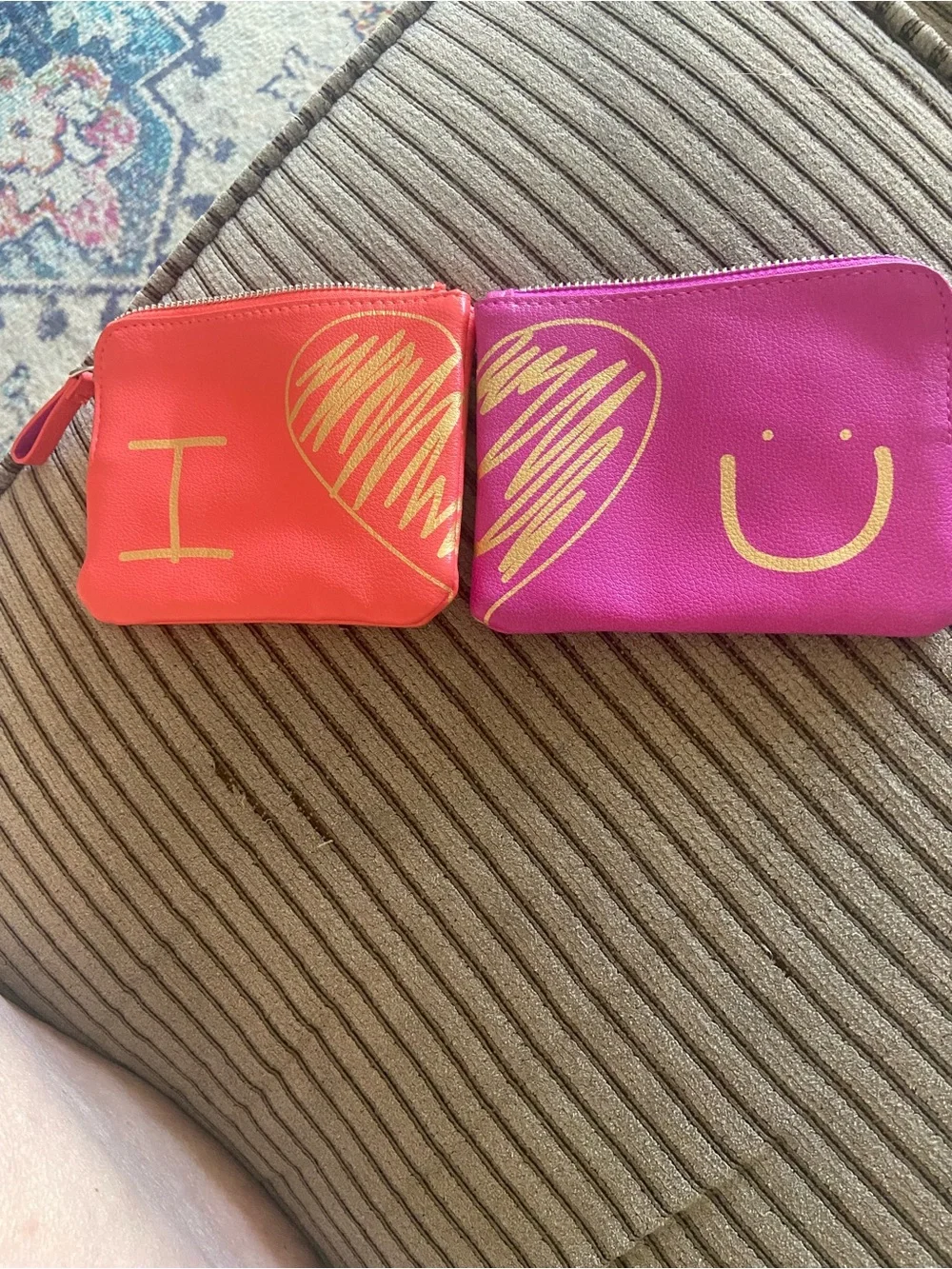 Vera Bradley Pink & Coral Heart Print Pouch Set